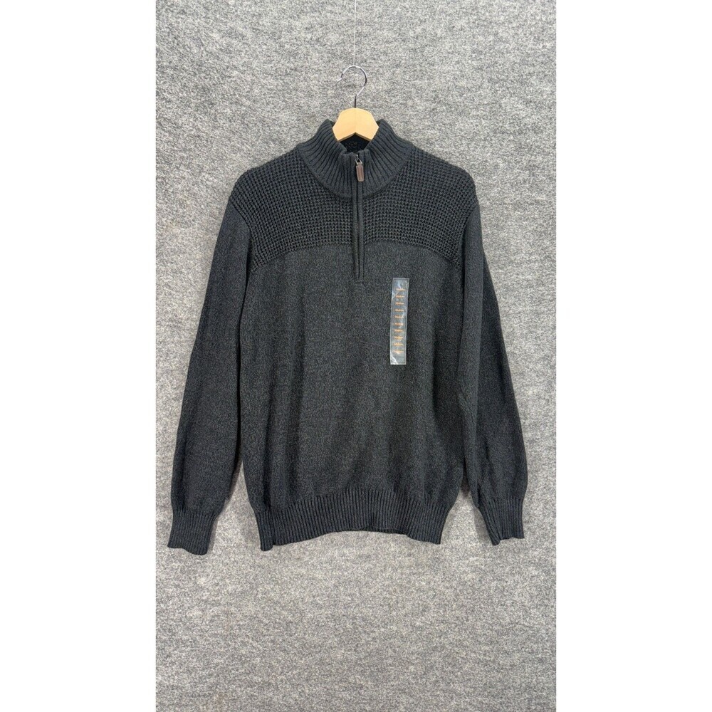 Field & Stream Sweater Pullover Women M Medium Black 1/4 Zip Long Sleeve Cotton